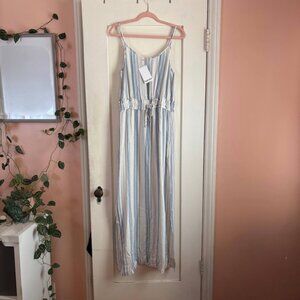 Splendid Collection Striped Maxi Dress Blue White Sleeveless Adjustable Straps S